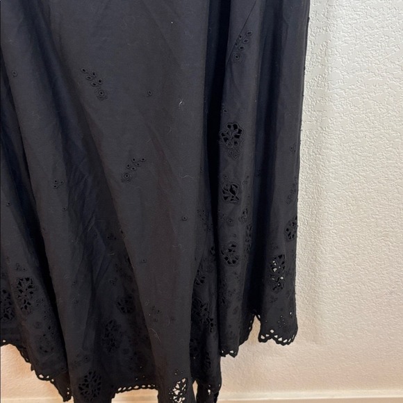 La Ligne Harper Eyelet Hem Cotton Poplin Black Textured Dress XL - Picture 4 of 5